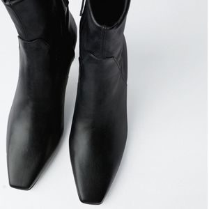 NWT Leather Square Toe Ankle Boots